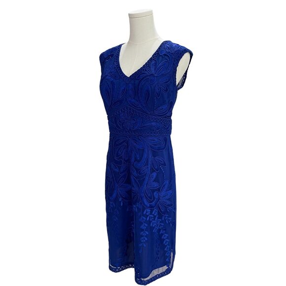 Sue Wong Blue Embroidered Mesh Cocktail Dress Size 10 Elegant Formal Wedding - Picture 5 of 13